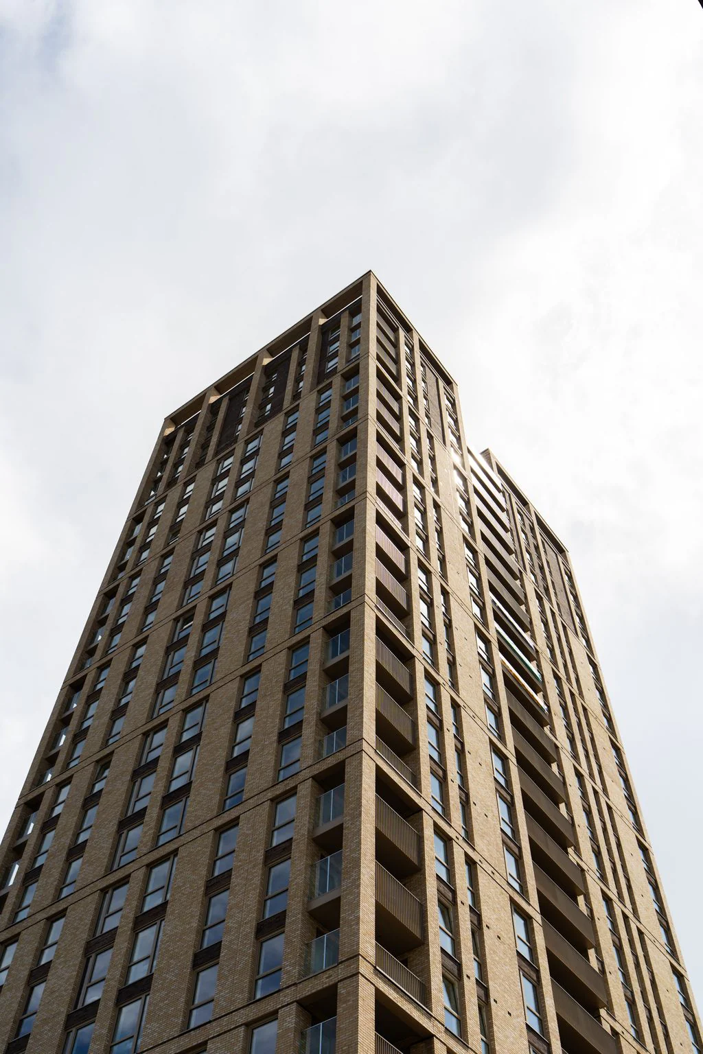Residential tower seen from below