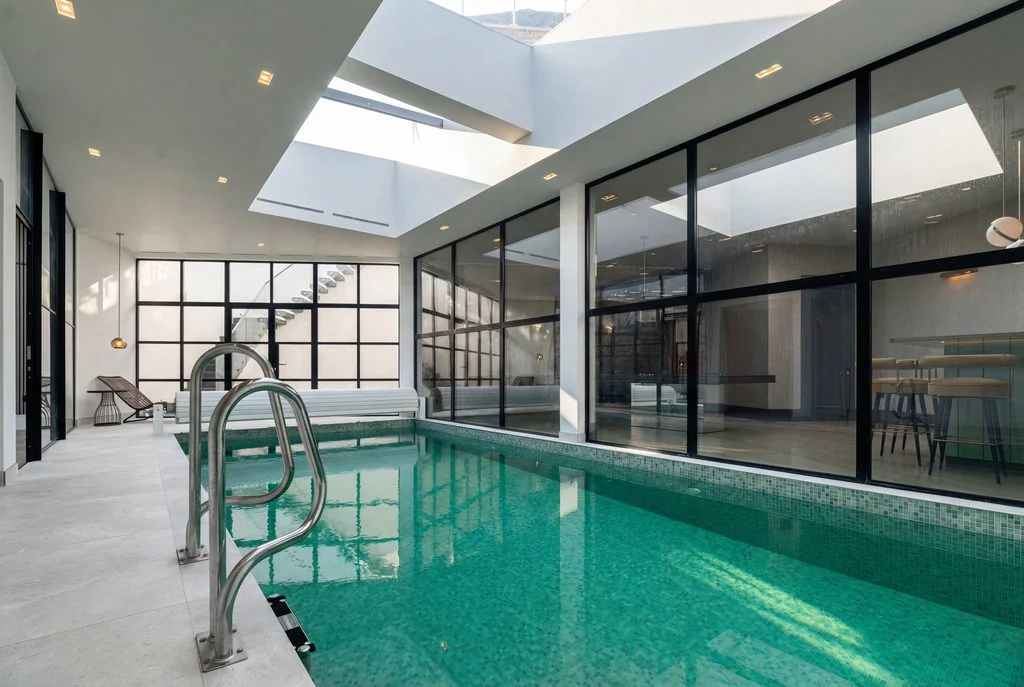 Indoor swimming pool with skylights