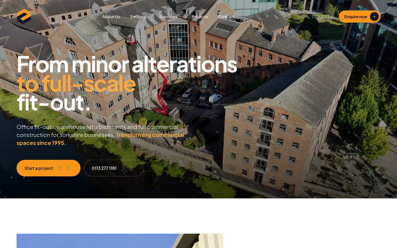Commercial Property Refurbishment website, built by E-Marketing Agency