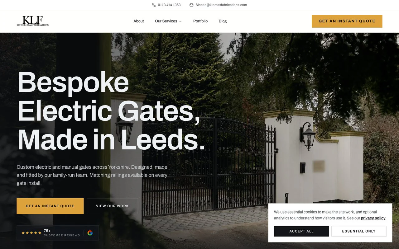 Keith Lomas Fabrications website, built by E-Marketing Agency